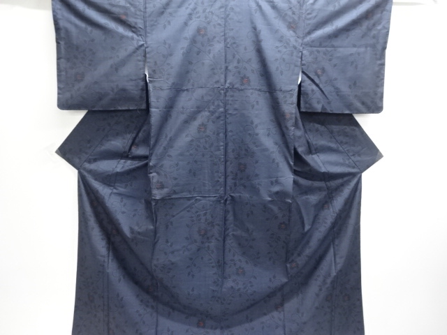 JAPANESE KIMONO / DORO OSHIMA TSUMUGI / WOVEN FLOWER ARABESQUE / 7MARUKI